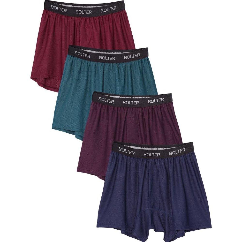 4 Pack Men's Nylon Spandex Performance Boxers Shorts 9004 Darks New NWB